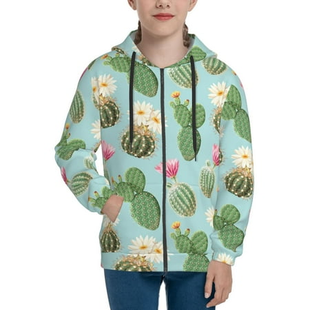 

Hoodies for Teen Girls Boys green Cactus Succulents Long Sleeve Youth Kids Essentials Zip Up Hoodie Lghtweight Fashion Hoodies & Sweatshirts Jacket Fall Winter Outfits Tops