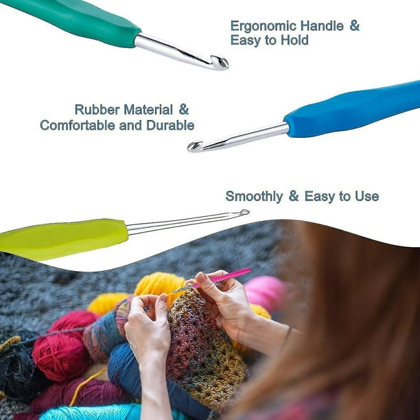23 Pcs Crochet Hooks Set, Ergonomic Handle Crochet Hooks For Arthritic Hands  