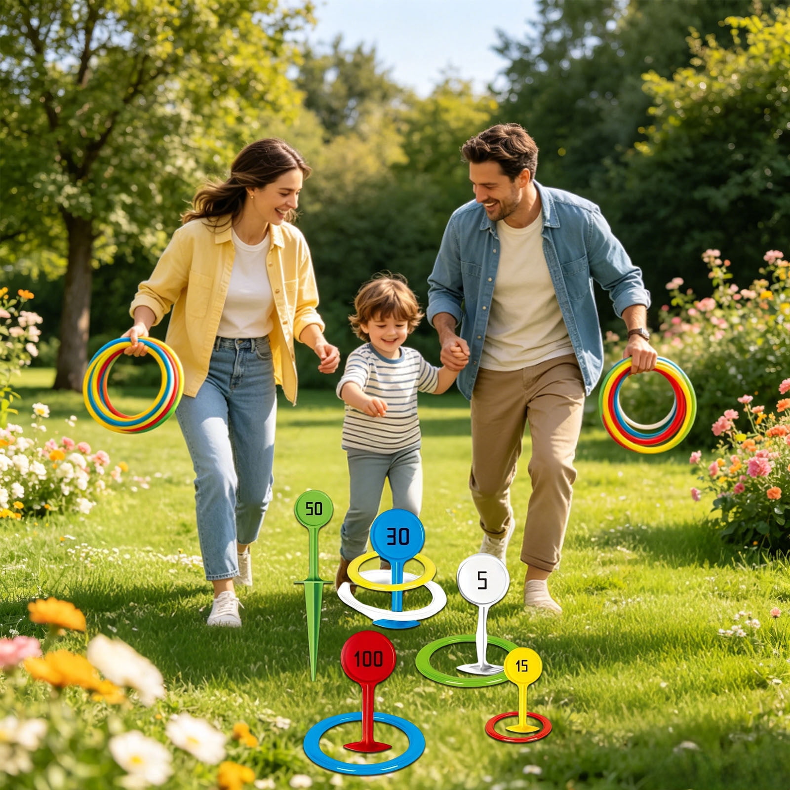 Xheghe Nautical Rings Toss Game - Family-Friendly Outdoor Carnival Activity for All Ages, Portable Fun for Backyard and Beach Gatherings