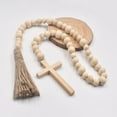 thumbnail image 3 of Promotion Clearance Religious Wood Bead Garland with Tassels Natural Wood Beads Decor Farmhouse Rustic Beads Holiday Home Decorations, 3 of 6