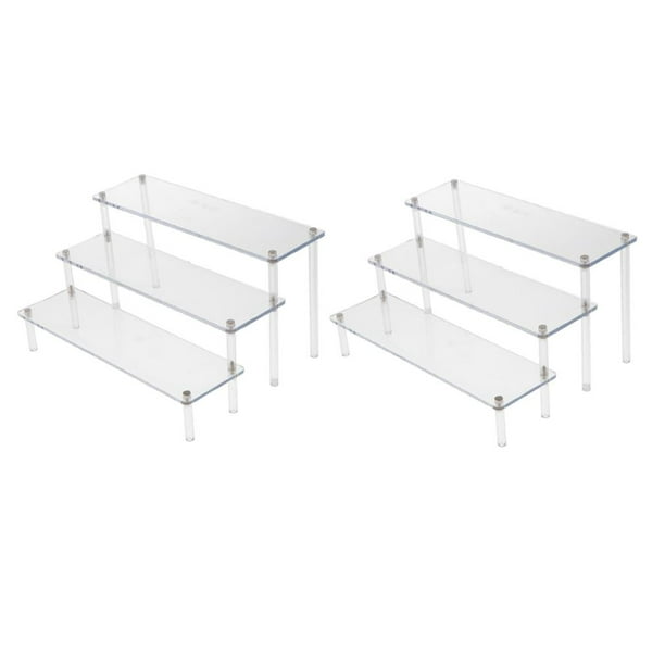 Estante de soporte de escalera de escalera de coche modelo de maquillaje de estante de acrílico de 2x 3 niveles para