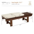 thumbnail image 4 of Zesthouse 59.4" Slatted Wooden Entryway Bench, Farmhouse Wooden Shoe Bench with 2 Linen Seat Cushions, Walnut Finish Solid Wood Legs, Indoor End of Bed Stool for Hallway, Living Room, Beige, 4 of 9