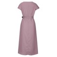 thumbnail image 4 of ChaoHeng Clearance Dresses for Women under $5 New & Trending Women's Summer Fashion Round Neck Short Sleeve Solid Color Belt Plus Size Dress, 4 of 7