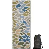 Blue Leaf and Vine Pattern Hot Yoga Mat Towel Non Slip for Hot Yoga - Quick-Drying Yoga Mat Cover with 4 Corner Pockets with Travel Bag - Hot Yoga Towel Non Slip 74"x26"