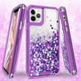 thumbnail image 5 of Galaxy Wireless Case for iPhone 12/12 Pro, Hard Clear Glitter Liquid Waterfall Heavy Duty Girls Women for Apple iPhone 12 / Pro Case - Purple, 5 of 7