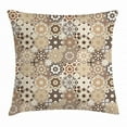 thumbnail image 1 of Eastern Throw Pillow Cushion Cover, Octagonal and Square Ornaments Retro Colored Old Fashioned Tile, Decorative Square Accent Pillow Case, 24 X 24 Inches, Beige Dark Brown Pale Brown, by Ambesonne, 1 of 2