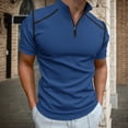 thumbnail image 2 of WTOBBY Men's Golf Short Sleeve T-Shirt Lightweight and Breathable, Quarter-Zip Lapel Collar, Stylish Casual Shirt for Golf, Outdoor, and Everyday Active Wear,Navy XL, 2 of 5
