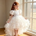 thumbnail image 7 of Girl Dress Size 11-12Y Kids Puffy Short Sleeve Embroidered Trailing Cake Party Long Dress Toddler Girls Dresses, 7 of 7