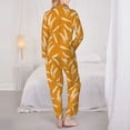 thumbnail image 3 of KLL Autumn Orange Wheat Print Women's Long Sleeve Pajamas with Pants Sleepwear Loungewear 2 Set-XX-Large, 3 of 8