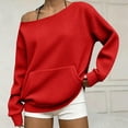thumbnail image 2 of Red Off The Shoulder Tops for Womens Preppy Y2K College Teen Slouchy Drop Shoulder Sweatshirts Long Sleeve Waffle Pullover Clothes 2026, 2 of 5