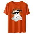thumbnail image 2 of Jsaierl Halloween Shirts Women Plus Size Pumpkin Ghost Print Tees Classic Round Neck T-shirt Short Sleeve Dressy Casual Blouse Tops Halloween Gifts, 2 of 3