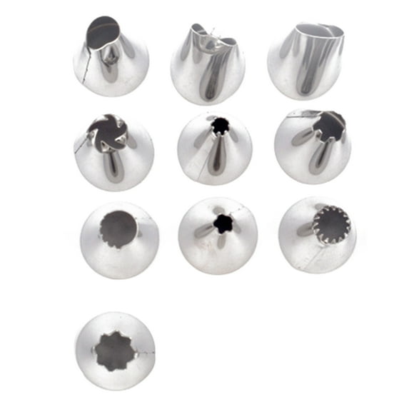 10pcs Reusable Stainless Steel Icing tip Stainless Tip Pastry Tips Cake Decorating Supplies (Random Patterns)
