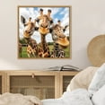 thumbnail image 2 of Kate and Laurel Sylvie Funny Animal Giraffe Selfie Framed Canvas Wall Art by The Creative Bunch Studio, 22x22 Natural, Funny Cute Animal Art for Wall, 2 of 7