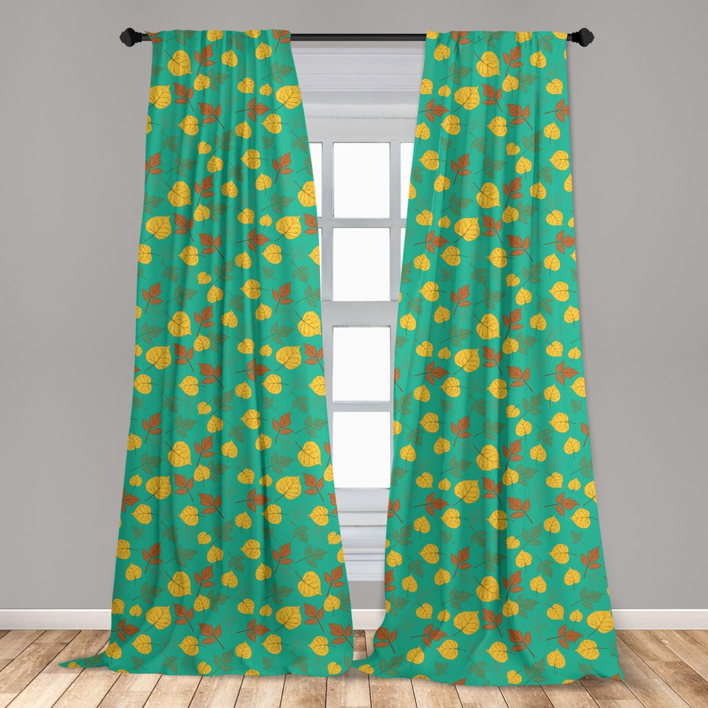 Fall/Autumn Curtains 2 Panels Set, Seasonal Fall of the Leaf Warm