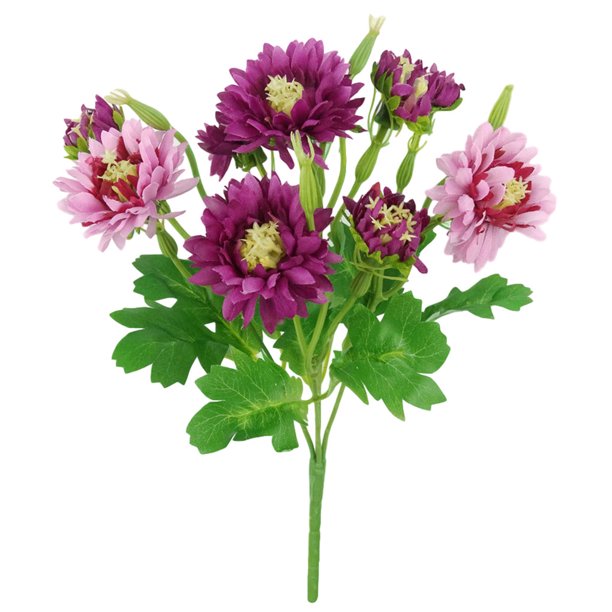 Kearding 1 pieza de ramo de crisantemo Artificial, de flores de simulación, centro de mesa, decoración para el hogar, oficina, flor falsa, Flores artificiales rojo púrpura Kearding HA8867-05B