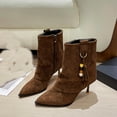 thumbnail image 6 of Coffee Ladies Boots With Suede And Pointed Toe Coffee Shade For Outdoor, 6 of 7