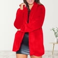 thumbnail image 2 of Juebong Women's Faux Fur Coat Long Sleeve Fleece Fluffy Lapel Jacket Open Front Shaggy Warm Parka Coats Furry Winter Outerwear Red XXXXL, 2 of 8