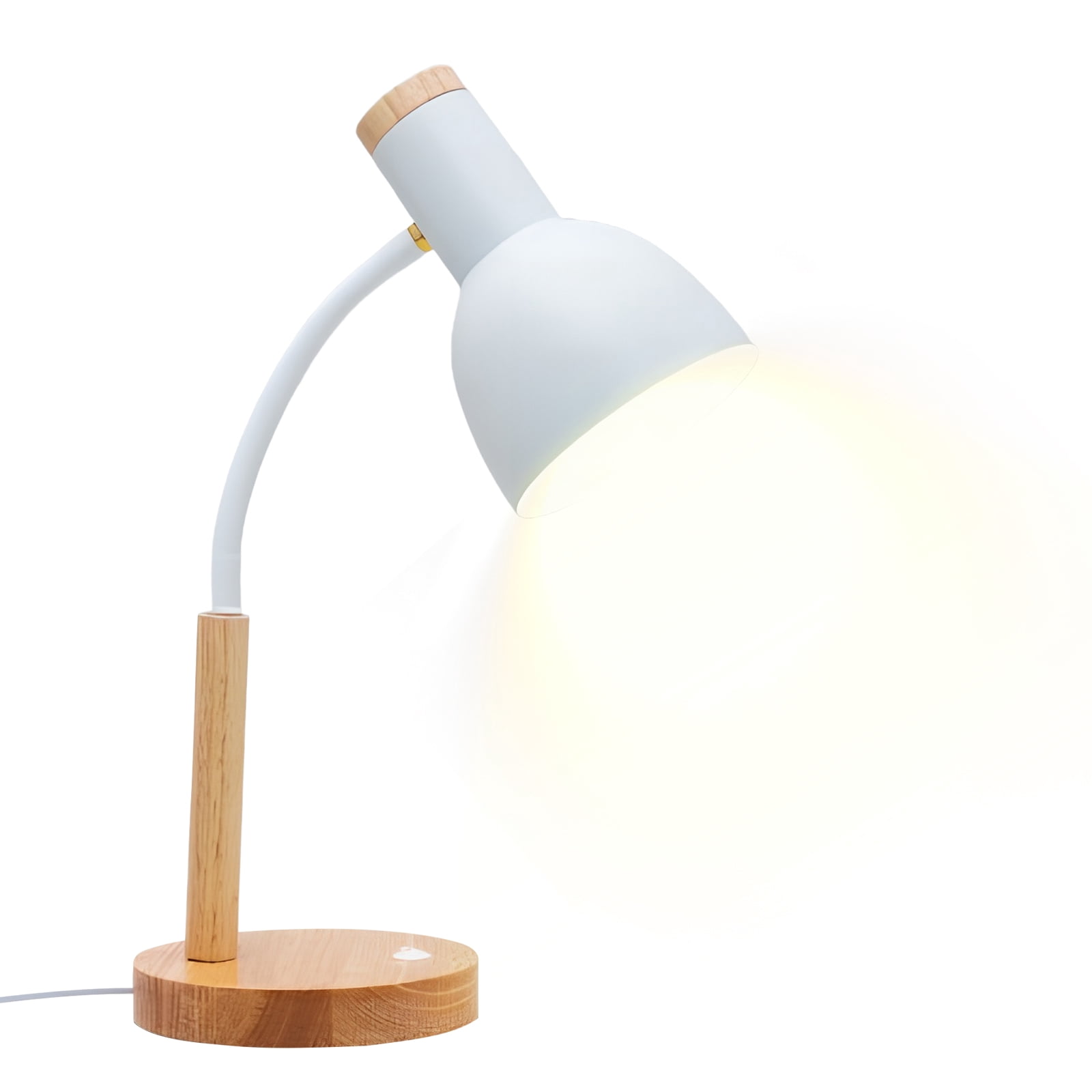 Nordic Wood Iron LED Eye Protection Desk Lamp with Wood Base Nordic Simple Iron Wood Table Lamp W/ 3 Colors Adjustable for Study Bedroom Parlor Bookstore Hotel