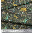 thumbnail image 3 of Soimoi Gray Silk Fabric Dinosaur & Leaves Print Fabric by the Yard 42 Inch Wide, 3 of 3