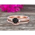 thumbnail image 4 of Startling 1.75 Carat Black Diamond Moissanite Round Cut 10k Rose Gold Engagement Ring Anniversary Gift Wedding Set Curved Eternity Ring, 4 of 5