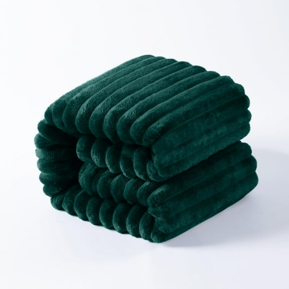 Ntbay Flannel Fuzzy Soft Warm Cozy Toddler Blanket, Fluffy Warm and Lightweight Reversible Stripes Design Toddler Plush Blanket for Stroller, Crib, Travel, 30" x 40", Dark Green
