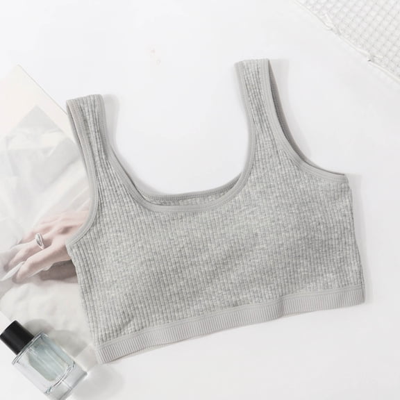 Girls Sports Bra – Comfortable Seamless Wireless Breathable Bras for Everyday Wear - Teen Girls Built-In Chest Cushion Underwear Teen Underwear Girls Gray 150