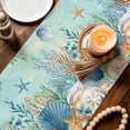 thumbnail image 3 of Teal Coastal Table Runner 90 Inches, Summer Beach Starfish Shell Coral Nautical Bed Runner Dresser Scarves Tabletop for Indoor Outdoor Parties/Ceremony/Banquet, 13" x 90", 3 of 8