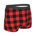 thumbnail image 3 of Haiem Buffalo Plaid Red Black Men's Boxer Briefs, Every Day Comfort Stretch Cotton Moisture-Wicking Underwear-Small, 3 of 9