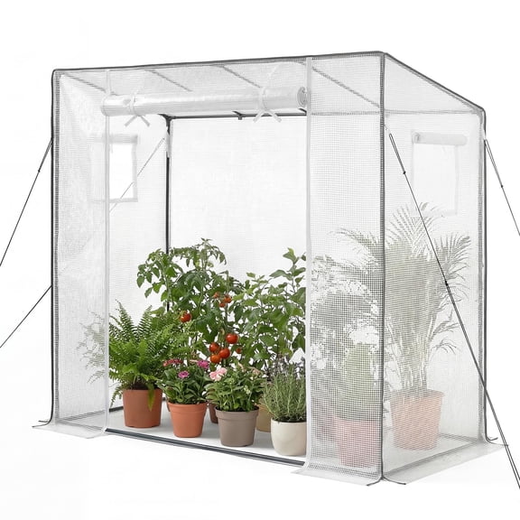 VEVOR Walk-in Greenhouse, 76.8" x 30.3" x 66.1" Greenhouse for Outdoors with Windows, PE Cover, Roll up Zipper Door, Walk in Green House Kit, Portable Plant Garden Hot House for Backyard, Outside
