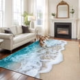 thumbnail image 2 of Non-Slip Rug Pad Rugs Summer Beach Teal Ocean Wave Rectangle Area Rugs 5x7Ft Soft Carpet Pads for Living Room Kids Room, Nautical Seaside Water Ripple, 2 of 9