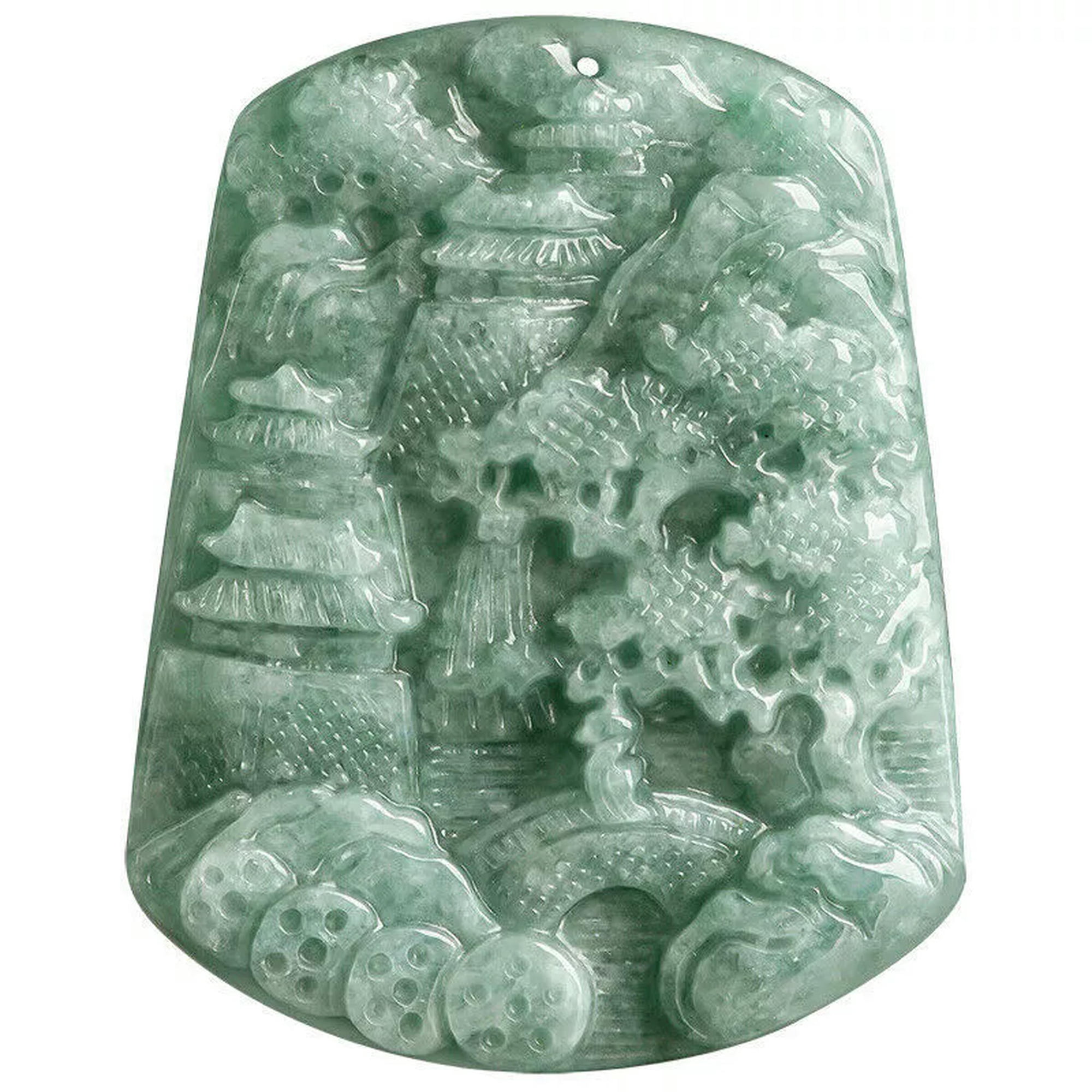 GKNET Burmese Jade Landscape Pendant Gemstones Natural Delicate Jewelry Green Necklace Jadeite