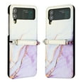 thumbnail image 3 of Nalacover for Samsung Galaxy Z Flip 4 PU Leather Case,Full Body Protection Stylish Marble Pattern Magnetic Clasp Flip Wireless Charging Detachable Wrist Strap Cover for Girls Women,Purple & White, 3 of 6