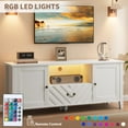 thumbnail image 3 of Retro V-Shaped TV Stand for 65" TV – Entertainment Center with LED Lights, 2 Storage Compartments and 1 Drawer Console Table for Living Room and Bedroom, 3 of 7