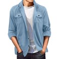 thumbnail image 3 of Jackets for Men 2025 Fall Winter Long Sleeve Button Down Collared Casual Loose Jacket with Pockets Outerwear Coat, 3 of 7