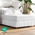 thumbnail image 6 of Bare Home Adjustable Wrap Around Bed Skirt - 15 Inch Drop - Easy Fit - Ruffle Pleats - Full, White, 6 of 10