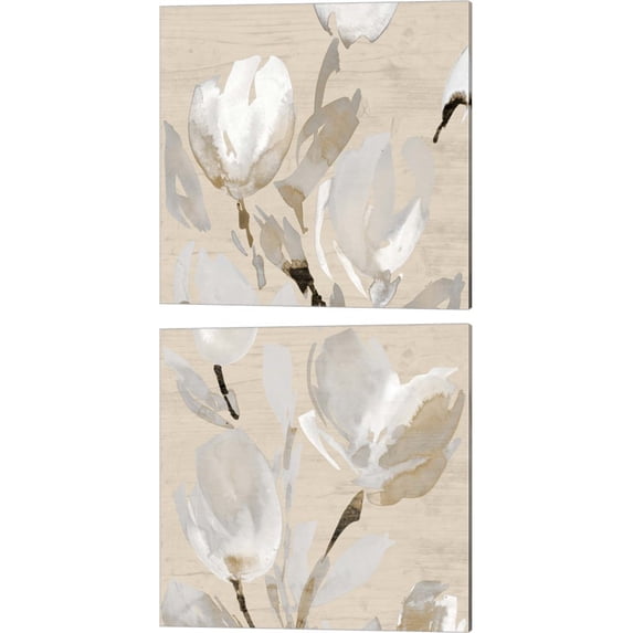Great Art Now Neutral Tulips by Lanie Loreth 2 Piece Canvas Art Set Each 14"W x 14"H