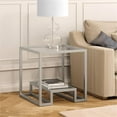 thumbnail image 2 of Evelyn&Zoe 22" Satin Nickel Metal/Glass Side Table, 2 of 8