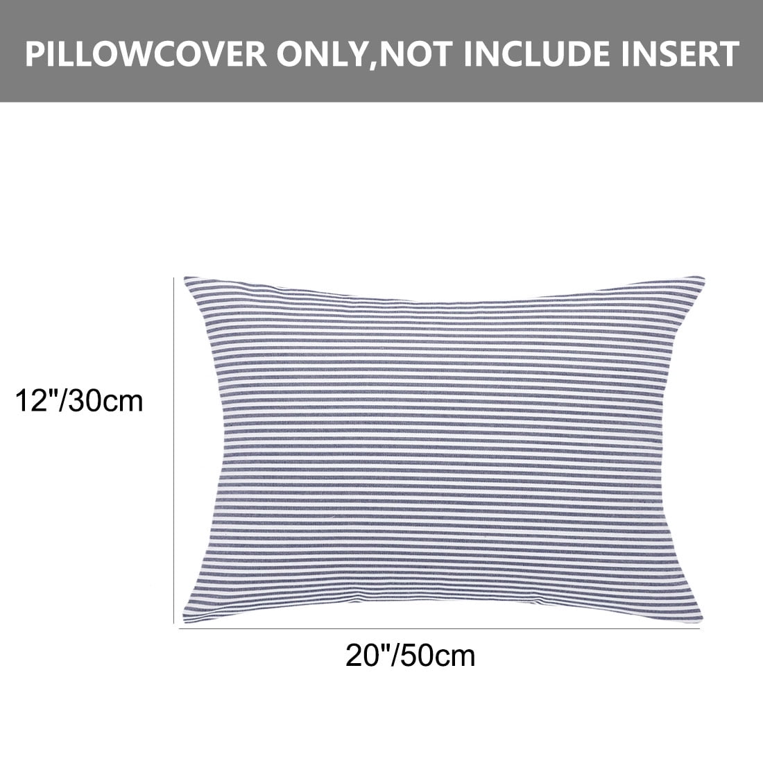 Unique Bargains Canvas Decorative Throw Pillow Cover 2-Pack Blue and White 12" x 20"
