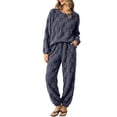 thumbnail image 2 of CAZOFW Womens Pajama Sets,Flannel Checkered Long Sleeve Top and Pants Set Soft Cozy Sleepwear Free Size, 2 of 8