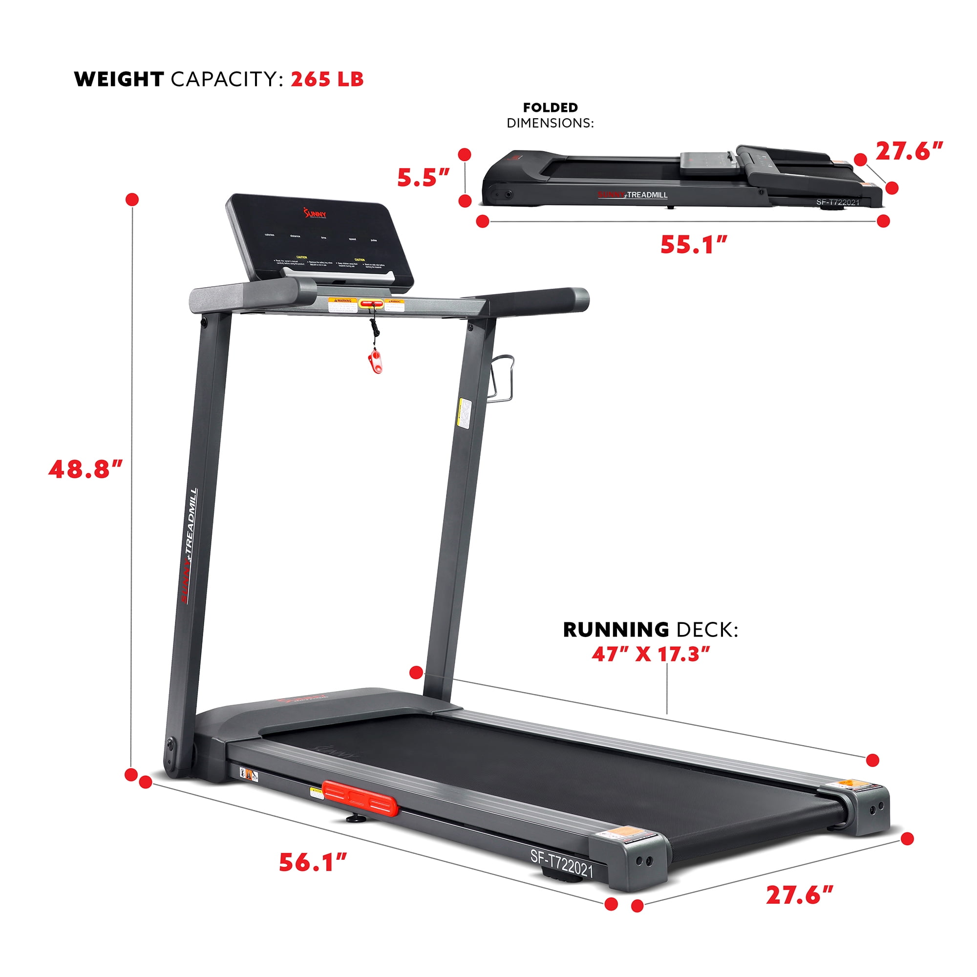 Sunny Health & Fitness Interactive Slim Treadmill 9MPH w Smart Bluetooth & FREE SunnyFit® App – SF-T722021