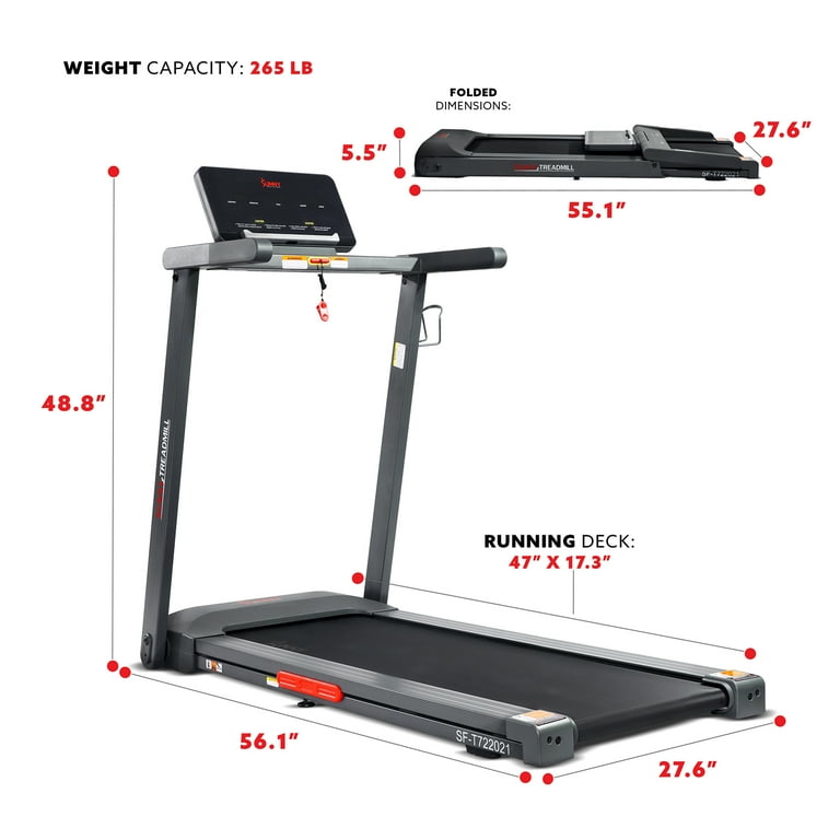 Sunny Health Fitness Interactive Slim Treadmill with Bluetooth