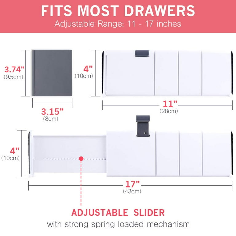  HiYZ Expandable Drawer Dividers with Inserts, Large Kitchen  Utensils Drawer Divider, 2.36 High Adjustable Drawer Organizers Separators  for Clothing,Kitchen Utensils,Tools,Dividers(12.6-22.8) : Home & Kitchen