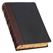 KJV Study Bible, Large Print Premium Full Grain Leather - Thumb Index, King James Version Holy Bible, Black/Burgundy (Hardcover)
