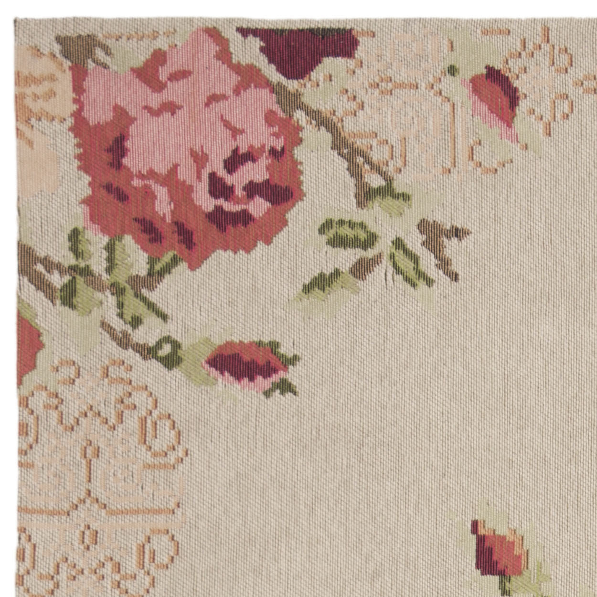 SAFAVIEH Classic Vintage Morven Floral Polyester Area Rug, Beige/Red, 5' x 8'