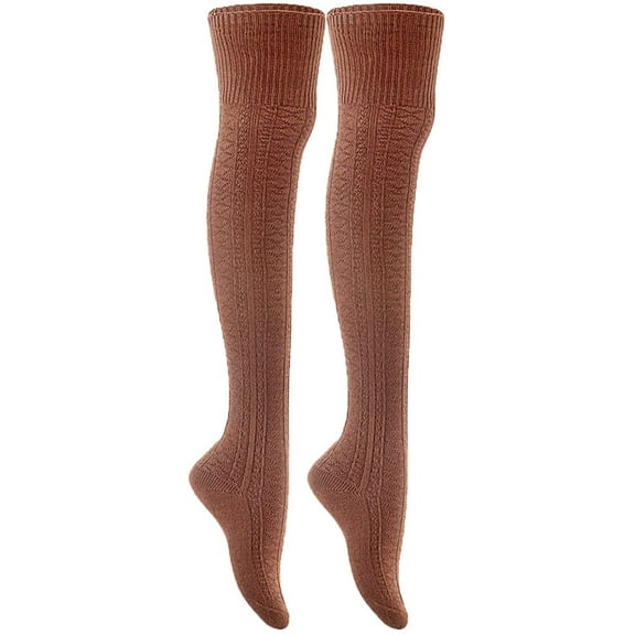 Lian LifeStyle Women's 1 Pair Adorable, , Fashionable Thigh High Cotton Socks for everyday relaxed feet LW1025 Size 6-9Coffee