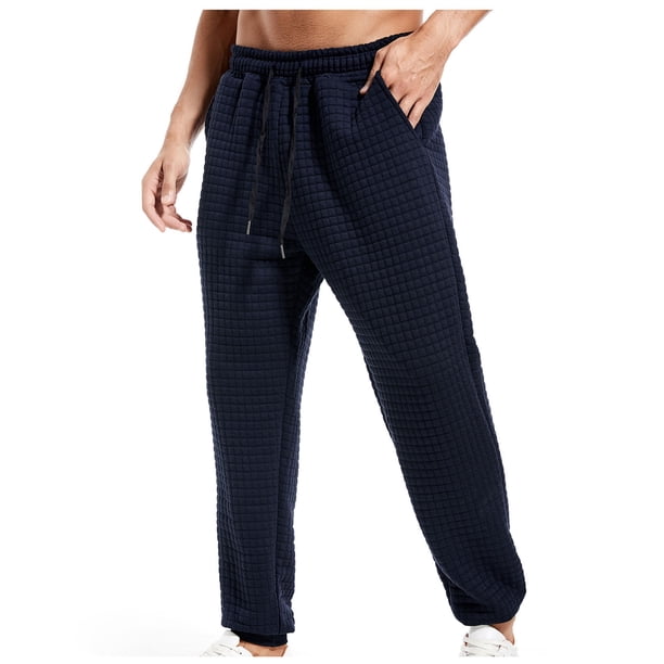 Pantalones largos para hombre, lisos, informales, con cintura elástica y bolsillos, deportivos