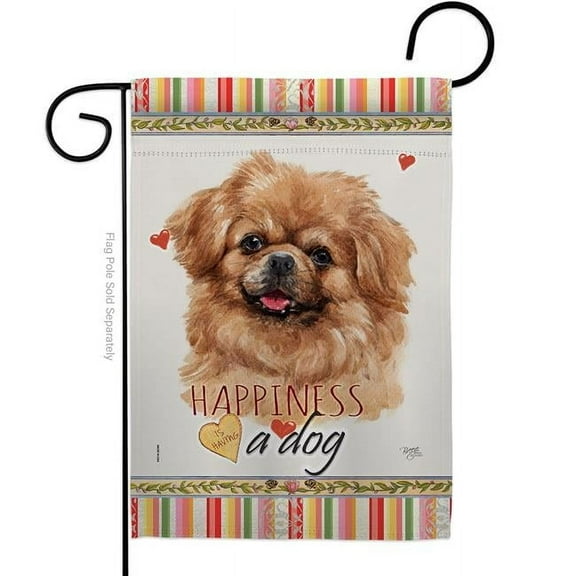 Breeze Decor G160227-BO 13 x 18.5 in. Dog Tibetan Spaniel Happiness Double-Sided Decorative Vertical Garden Flag