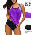 thumbnail image 4 of Womens Blouson Striped Printed Strappy T-Back Push up Tankini Top with Shorts, 4 of 6
