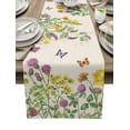 thumbnail image 3 of Camino de mesa de flores y mariposas, mantel de lino y algodón, cubierta de lujo para cocina y cena, decoración de fiesta de boda, Primavera, 3 of 5