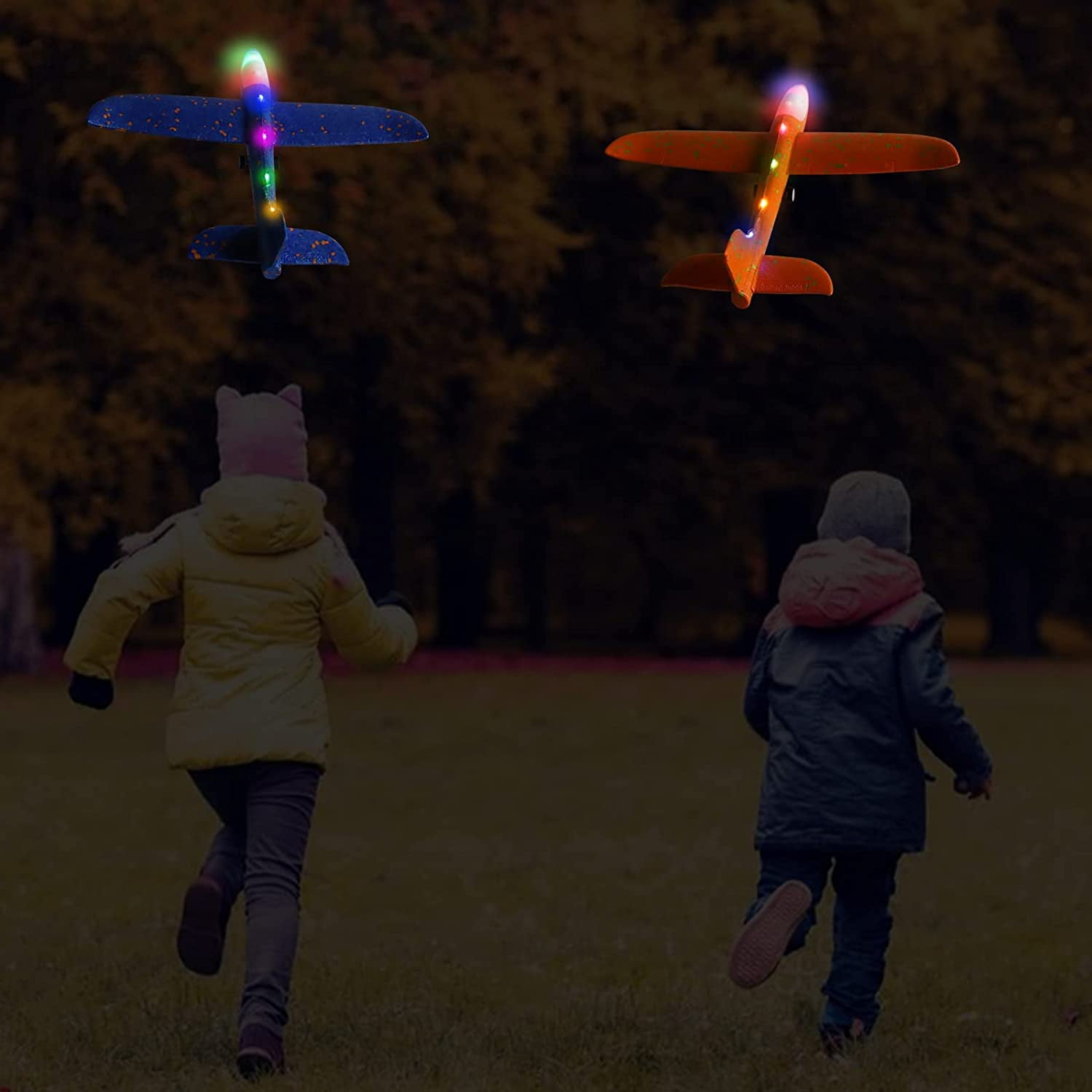 Allaugh 3 Pack Airplane Launcher Toys, Foam Glider LED Light Airplane 2 Flight Mode Catapult Plane Toy for Boys, Outside Flying Toys Gifts for 4 5 6 7 8 9 10 11 12 Years Old